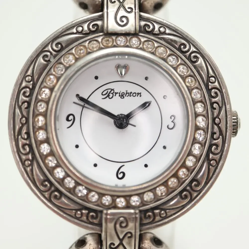 Brighton Stardust Silver Tone 31mm Watch Crystal Metal Bracelet w New Battery